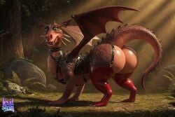 1female 3d 3d_(artwork) 3d_render ai ai_assisted ai_generated all_fours anthro ass ass_focus back_view bdsm_gear big_ass chains claws collar curvy dragon dragon_(shrek) dragon_tail female female_dragon feral fetish forest glossy glossy_body harness high_quality highres huge_ass latex latex_thighhighs leather_harness lewdstein oiled on_all_fours plump presenting presenting_hindquarters quadruped red_scales reptile scales scalie sharp_teeth shiny_skin shrek_(film) shrek_(series) smile solo spikes_(anatomy) standing straps tail thick_tail thick_thighs thighhighs wings