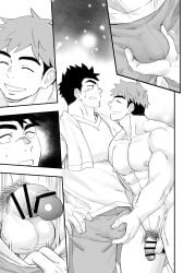 2boys abs balls bara beefy biceps big_areola big_glans big_penis black_and_white breasts censor_bar censored censored_penis collarbone completely_nude dark_penis draw_two drawtwo duo foreskin foreskin_folds gay grabbing grabbing_balls greyscale half-erect hi_res hunk male male/male male_only manly mature_male monochrome moobs muscles muscular muscular_arms muscular_male muscular_neck nude original original_character pants_down pecs penis pointless_censoring pubic_hair retracted_foreskin shameless shocked short_hair six_pack standing thick_eyebrows thick_penis tough_guy towel_around_neck uncircumcised uncut veiny_belly yaoi