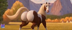 rain_(cimarron) spirit:_stallion_of_the_cimarron dreamworks horse equine pussy_peek big_ass huge_ass massive_ass ass_focus thick_thighs wide_hips plump blonde_hair long_hair white_coat white_skin white_fur brown_body brown_fur brown_skin tail hooves mare standing looking_back rear_view presenting_hindquarters equine_pussy 3d 3d_render 3d_model lewdstein high_quality ai_assisted 1girl feral anthro