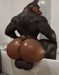 2023 3d 3d_(artwork) 3d_animation animated anthro ass ass_jiggle back_muscles backsack balls ballsack bara bathroom bathtub big_ass big_balls big_butt big_muscles big_testicles bubble_ass bubble_butt butt_expansion butt_jiggle canid canine canis cgi collar digital_media_(artwork) dobermann domestic_dog fat_ass genitals growth huge_ass huge_balls huge_butt huge_muscles huge_thighs inside jiggling looking_back male male_only mammal morethreedee morethreedee_(artist) moreuselesssource muscles muscular muscular_anthro muscular_male nude pinscher rear_view shaking_ass shaking_butt short_playtime sitting solo testicles thick_thighs triceps twerking gif yaoi