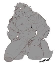 abs anthro arcanine biceps big_penis bottomwear clothed clothing generation_1_pokemon genitals hi_res huge_penis hyper hyper_genitalia hyper_penis ill-fitting_clothing male meme muscular nintendo open_bottomwear open_clothing open_pants pants pecs penis pokemon pokemon_(species) solo standing tight_pants_(meme) yongdasom