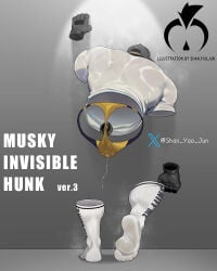 shan_yao_jun black_gloves white_shirt white_socks thong yellow_underwear cap black_cap hunk bara male male_only gay anal_plug submissive_male submissive human invisible invisible_male precum dripping dripping_precum muscular muscular_male musk musky stinky stinky_feet dirty_socks no_pants no_shoes plug_(sex_toy)
