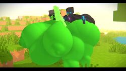 1boy 1boy1girl 1girls 3d 3d_(artwork) balls big_breasts big_penis blue_penis breasts creeper creeper_(minecraft) creeper_girl cum cum_in_ass cum_inside day enderman green_body green_skin hb_(hb_the_ender) hbtheender huge_ass huge_butt huge_cock larger_female minecraft mommy open_mouth penis shorter_than_30_seconds smaller_male sound tagme video