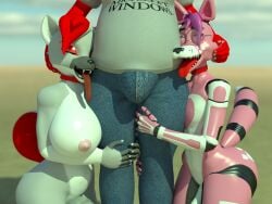 2026 3d_(artwork) 4:3 animatronic anthro areola big_breasts black_eyebrows black_nose blue_bottomwear blue_clothing blue_jeans blue_pants blue_sky bottomwear breasts canid canine charleyfox_fox clothed clothed_anthro clothed_male clothing cloud collar countershade_arms countershade_breasts countershade_face countershade_fingers countershade_genitalia countershade_penis countershade_torso countershading darius_tatu_(themeshow101) denim denim_bottomwear denim_clothing digital_media_(artwork) dipstick_tail duo_focus erection erection_under_clothing eyebrows eyes_closed eyeshadow eyewear faceless_character faceless_male fan_character fangs five_nights_at_freddy's flaccid fox fur genitals glasses grey_body grey_clothing grey_countershading grey_fur grey_shirt grey_topwear group gynomorph hair hearts_(heartsthefemboy) hi_res hug intersex jeans leg_hug machine makeup male mammal markings microsoft microsoft_windows multicolored_hair multicolored_tail nails nipples nude nude_anthro nude_gynomorph nude_male open_mouth outside pants penis pink_areola pink_body pink_inner_ear pink_nipples pink_tail purple_hair red_body red_collar red_eyebrows red_eyeshadow red_fur red_hair red_tail reverse_countershading robot robot_joints round_glasses scottgames sharp_teeth shirt sky smile tail tail_markings teeth text text_on_clothing text_on_shirt text_on_topwear themeshow101 tongue tongue_out topwear trio white_arms white_hair white_inner_ear white_tail zane_scoot