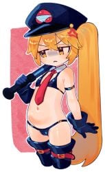 akita_neru anger_vein baton belly belly_button crypton_future_media frustrated frustration gloves infantilette midriff police police_costume police_uniform skimpy skimpy_bikini skimpy_costume skimpy_outfit thighhigh_boots utau utauloid vocaloid