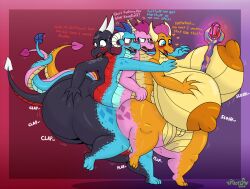 3_toes 4_fingers 4_heads 4_tails anthro artist_name ass big_breasts big_butt blue_eyes blush breasts conjoined dated dragon english_text feet female fingers genitals green_eyes hasbro heart_eyes heart_symbol hi_res horn huge_breasts huge_butt hyper hyper_breasts hyper_butt innie_vulva multi_head multi_tail multicolored_body my_little_pony mythological_creature mythological_scalie mythology nipples non-mammal_nipples open_mouth orange_nipples overweight overweight_anthro overweight_female pilot129 pussy red_eyes red_tongue scalie shaded sharp_teeth smolder_(mlp) solo staff standing tail tan_horn teeth text toes tongue vulva white_horn