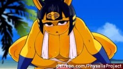 1boy 1girls 2021 animal_crossing animated ankha anthro beach big_breasts blue_hair blush bodily_fluids bouncing_breasts breasts cloud cowgirl_position creamygravy detailed_background duo egyptian felid feline female female_on_human female_on_top female_penetrated first_person_view fur furry genital_fluids genitals hair human human_on_anthro interspecies jewelry landscape looking_pleasured low_res makeup male male/female male_human/female_anthro male_on_anthro male_on_bottom male_penetrating male_penetrating_female mammal nintendo nipples on_bottom on_top open_mouth orange_nipples ornament palm_tree partly_clothed penetration penis plant project_physalis public_nudity pussy seaside sex short_playtime sky trap_the_cat tree vaginal_penetration video_games yellow_body yellow_fur