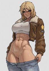 1girls abs ai ai_assisted ai_generated airborne american american_female athletic_female big_breasts blonde_hair blue_eyes bob_cut bomber_jacket breasts cameltoe fatal_fury fatal_fury:_city_of_the_wolves female flashing flashing_breasts flashing_pussy garou:_mark_of_the_wolves genderswap_(mtf) jeans king_of_fighters looking_at_viewer mature_female muscular muscular_female no_bra no_panties pussy rule_63 shirt_lift short_hair snk snk_heroines:_tag_team_frenzy terry_bogard toned toned_body toned_female topless underboob