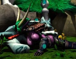 3d animated anthro big_breasts breasts canine fellatio fur furry hair horn huge_breasts interspecies nipples oral oral_sex outside penis primer_(artist) sex video_games warcraft wolf world_of_warcraft ysera zoophilia