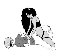 anal anal_sex artist_request blush dave_strider dog_ears dog_tail dominant_female drooling female homestuck jade_harley male pegging penetration pinned source_request strap-on strapon submissive_male sunglasses tailwag