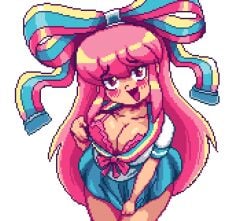 1female 1girls accurate_art_style breasts cleavage coolerinker female female_focus female_only giffany gravity_falls inker_comics inkershike pink_hair pixel_art solo solo_female solo_focus tagme teasing teasing_viewer