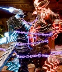 2025 3d_(artwork) ass big_butt big_penis blender_(artwork) blue_body blue_glow blue_scales bodily_fluids bondage bound bound_together brother_(lore) brothers_(lore) capcom chained chains collar cum cum_drip cum_on_chest cum_on_penis dante_(devil_may_cry) dante_(dmc) demon devil_may_cry devil_may_cry_5 devil_trigger digital_media_(artwork) dripping duo erection frottage genital_fluids genitals glowing glowing_body glowing_eyes glowing_genitalia glowing_penis grey_body grey_scales hands_behind_back hi_res humanoid_genitalia humanoid_penis incest incest_(lore) kneeling long_penis male male/male neck_cuff outofnecessity penile penis penis_tied penises_touching red_glow scales sex sibling_(lore) sin_devil_trigger tail thick_thighs vergil_(devil_may_cry)