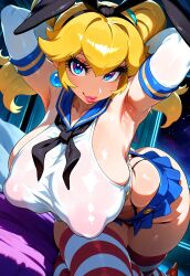 1girls ai_generated artist_request ass big_ass big_breasts blonde_hair blue_eyes breasts clothed cosplay female female_only highres huge_ass huge_breasts kantai_collection large_ass large_breasts mario_(series) princess_peach shimakaze_(kantai_collection)_(cosplay) source_request