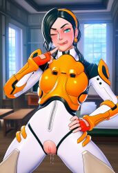 1girls 2d ai_assisted ai_generated alternate_color anime anime_style aroused bare_pussy black_hair blue_eyes breasts casual_exposure casual_nudity clothes_on earring epic_games execro female fortnite fortnite:_battle_royale headband hi_res highres indoors large_breasts lounge male male_pov morning no_panties novelai pov pussy pussy_peek rox_(fortnite) short_hair solo solo_female solo_focus spread_legs uncensored vagina