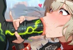 1boy 1girls 1monster :>= ai_generated armwear balls big_penis black_body black_penis blonde_female blonde_hair blush burnice_white clothed clothed_female drooling erection ethereal_(zenless_zone_zero) excessive_saliva eyebrows eyelashes fellatio female green_veins hair hair_ornament handjob heart heart-shaped_pupils hi_res high_quality high_resolution highres horsecock horsecock_on_humanoid huge_cock humanoid interspecies leather leather_clothing leather_jacket lips lipstick long_sleeves male monster monster_cock mouth movement_lines onomatopoeia oral penis renz3n saliva shaded short_hair sunglasses_on_head sweat sweatdrop symbol-shaped_pupils testicles twintails uncensored vacuum_fellatio veiny_penis wet_mouth wet_penis zenless_zone_zero