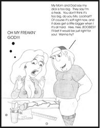 age_difference breasts chris_griffin family_guy human hyper hyper_penis lana_lockhart large_breasts monochrome penis sbb teacher_and_student