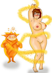 1boy bbw big_breasts big_hips blush bondage breasts chubby cupcake female human humanoid nude rise_of_the_guardians sandman straight