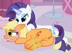 20pixels anus applejack_(mlp) cutie_mark equine female friendship_is_magic horn horse my_little_pony open_mouth pony pussy rarity_(mlp) smooth_skin tongue unicorn