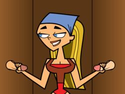 1girls 2boys accurate_art_style female flashlight237 gloryhole human human_only lindsay_(tdi) pointy_chin tagme total_drama_island