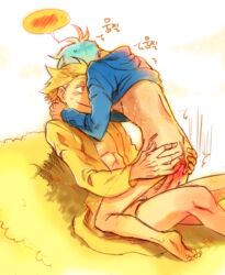 2boys anal anal_sex anus ass barefoot blush gay huge_cock jack_frost_(rise_of_the_guardians) male male_only penis rise_of_the_guardians sandman sex tagme yaoi