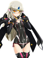 artist_request code_nemesis cum elsword eve_(elsword) facial female long_hair white_background yellow_eyes