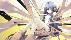 blue_hair cyber_girl long_hair tagme wavy_hair