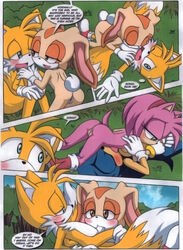 1boy 1girls a_sparring_session amy_rose ass blush closed_eyes color comic cream_the_rabbit cub dakina_(writer) day fellatio female fur furry male miles_tails_prower mobius_unleashed nude one_closed_eye oral outdoors palcomix penis pussy sega sonic_(series) sonic_the_hedgehog sonic_the_hedgehog_(series) sonic_x straight text young