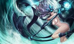 edit janna_windforce league_of_legends legacy_series long_hair nude staff tempest_janna tiara white_hair