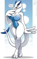 anus ass breasts female furry large_breasts lugia nipples no_humans pokemon pokemon_(species) pokephilia posing solo tail walter_sache