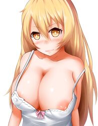 1girls blonde_hair blush breasts female huge_breasts long_hair moruta_(sunu-pio) shokuhou_misaki solo symbol-shaped_pupils tagme teenage_girl teenager to_aru_kagaku_no_railgun to_aru_majutsu_no_index yellow_eyes young