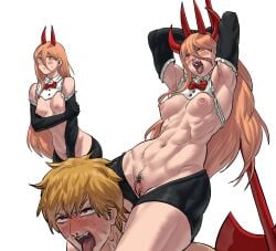 1boy 1boy1girl 1girls abs axe chainsaw_man denji_(chainsaw_man) female heppari male power_(chainsaw_man) sharp_teeth tagme