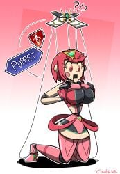 chabble dollification inanimate_transformation mythra puppet puppet_strings pyra red_eyes red_hair segmented_arms segmented_body segmented_legs status_effect tagme transformation wood wooden_body xenoblade_(series) xenoblade_chronicles_2 yellow_eyes