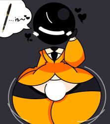 1boy 2d 2d_(artwork) bic bic_boy blush bulge clothed digital_media_(artwork) heart male mascot round_bulge solo solo_male spacebotbutt3k suit suit_and_tie tagme the_bic_boy thick_thighs thighs thinking thyrobittwink tie toony