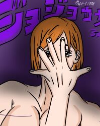 1girls big_breasts brow brown_eyes colored dyed_hair glowing jojo's_bizarre_adventure jojo_reference jujutsu_kaisen kugisaki_nobara nobara_kugisaki orange_hair pose