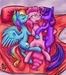 anus ass bed buttercup_saiyan chromaskunk closed_eyes crotchboobs cutie_mark equine equine_pussy female fluid friendship_is_magic grinding group hair horn horse lying my_little_pony nipples open_mouth pegasus pinkie_pie_(mlp) pony pussy pussy_juice rainbow_dash_(mlp) rubbing saliva sex spread_legs spreading threesome tiny_crotchboobs tongue twilight_sparkle_(mlp) unicorn wings yuri