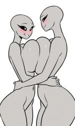 2girls 5_fingers ai_generated alien alien_girl alien_humanoid ass bald belly belly_button big_ass big_breasts big_butt black_sclera blush blush_lines blushing breast_press breasts classic_alien completely_nude duo eyebrows eyelashes featureless_breasts featureless_crotch female female_only from_side grey_alien grey_body grey_skin hips huge_ass huge_breasts huge_butt hugging humanoid ilya_efimov large_ass large_breasts large_butt looking_at_each_other naked navel no_hair no_nipples no_pussy nude nude_female nudity pixai roswell_grey siblings simple_background sisters size_difference smile smiling stable_diffusion teeth thick thick_ass thick_thighs thighs twins white_background white_pupils wide_hips