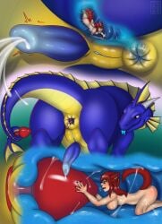 absurd_res anus ass blue_body blue_internal bodily_fluids breasts buttplug colon cum dragon duo female feral fox_ears fox_tail full_tour futanari genital_fluids genitals hair herm hi_res humanoid intersex intersex/female joooon kimonomimi mythological_creature mythological_scalie mythology penis plug_(sex_toy) prostate_orgasm prostate_stimulation pussy red_hair safe_vore scalie sex_toy trapped umiriko vore vulva