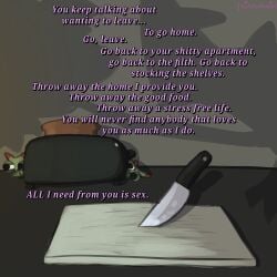 absurd_res abuse appliance arguement bodily_fluids bondage comic crying dragapult dreepie eevee female femboy fight food generation_1_pokemon generation_8_pokemon hi_res implied_rape kidnapping kitchen kitchen_appliance knife leash lonely male male/female nintendo petplay pokemon pokemon_(species) poofythedragon roleplay sad sex slave story swears tears text toaster weak