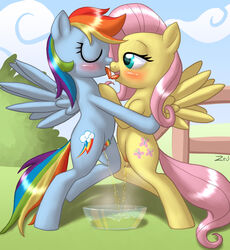 blush closed_eyes cloud clouds color cutie_mark day duo equine female fluttershy_(mlp) friendship_is_magic grass hair horse long_hair multicolored_hair my_little_pony outdoors peeing pegasus pink_hair pony pubes rainbow_dash_(mlp) rainbow_hair rainbow_pubes rainbow_tail sky straight_hair urine watersports wing_boner wings yellow_fur yuri zed001