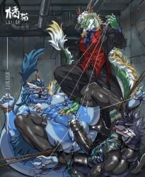 absurd_res anthro ass balls big_balls big_penis bodily_fluids canid canine canis clothed clothing dragon erection fur gay genital_fluids genitals group group_sex hair hi_res huge_cock loxier male male/male mammal mythological_canine mythological_creature mythological_scalie mythology nipples nude penile penis precum scalie sex tail threesome tongue tongue_out trio veiny_penis werecanid werecanine werecreature werewolf wolf