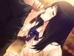 black_hair blush fellatio female game_cg hair innocent_grey kara_no_shoujo long_hair oral sugina_miki uncensored