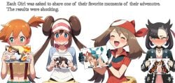 4girls ai_generated blush breasts brown_hair canine_penis clothed cookie-girl cum_in_mouth cum_on_breasts cum_on_face doggy_style dominant_feral eeveelution embarrassed equine_penis exhibitionism fellatio female feral_on_female feral_on_human fucked_from_behind glaceon head_down_ass_up houndoom kasumi_(pokemon) laughing looking_away male male_glaceon marnie_(pokemon) may_(pokemon) multiple_females multiple_girls multiple_males multiple_poses nude orange_hair penis photo pokemon pokemon_(species) pokephilia rapidash rosa_(pokemon) shy simple_background smiling submissive_female