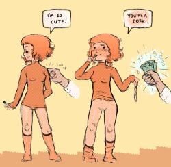 1970s 1980s 1980s_(style) 1980s_fashion 1980s_theme 70's_theme 70s 80's_theme anonymous_male average_breasts awkward awkward_situation awkward_smile bangs blush breasts business_man calf_socks candy clothes_lift disembodied_hand eating_food embarrassed embarrassed_female female fetish flowersonwalls half-dressed half_naked half_nude halftone halftone_background happy happy_female holding_money holding_object holding_panties holding_underwear kneehighs kneesocks licking_lollipop lingerie lingerie_only lollipop male nipple_bulge nipple_outline nipples_visible_through_clothing no_bra no_panties offering offering_money orange-haired_female orange_body orange_hair orange_panties orange_socks orange_underwear original original_artwork original_character perky_breasts perky_nipples perky_tits pervert prostitute prostitution pussy retro retro_artstyle retro_artstyle_(western) selling shaved_crotch shaved_pussy shaved_vagina shiny_skin shiny_thighs simple_background simple_coloring simple_eyes simple_face skinny skinny_female slender_body slender_waist small_breasts smaller_female smiling smiling_at_another smiling_at_partner stripped_naked stripper stripping sunny_song_/_bonnie_(flowersonwalls) sweater_only taking_clothes_off taking_off_panties tan_body tan_skin the_banana_peel tight_clothes tight_clothing turtleneck turtleneck_sweater uncomfortable unseen_character unseen_male unseen_male_face used_panties worn_clothing