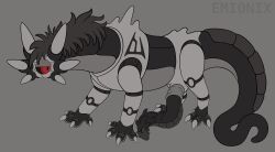 1_eye 2025 4_toes 6_ears absurd_res animal_genitalia artist_name big_eyes big_penis black_mane black_penis black_sclera claws countershade_feet countershade_tail countershade_torso countershading dewclaw digitigrade emionix feet feral flat_colors genitals grey_background grey_body grey_countershading hi_res huge_cock jacob_(emx) lidded_eyes long_tail looking_away machine male mane megalurker mouthless multi_ear nonbinary_(lore) omnitope penis pupils quadruped red_eyes robot scuted_feet scuted_tail scutes sheath side_view simple_background slit_pupils solo standing tail text thick_tail three-quarter_view toe_claws toes toony unusual_anatomy unusual_ears unusual_genitalia unusual_penis