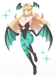 1girls bat_print bat_wings black_leotard blonde_hair boots breasts bridal_gauntlets clothing_cutout core_crystal cosplay darkstalkers earrings hand_on_hip head_wings heart_cutout highleg highleg_leotard large_breasts leotard long_hair looking_at_viewer morrigan_aensland morrigan_aensland_(cosplay) mythra nintendo pantyhose sarukaiwolf tiara xenoblade_(series) xenoblade_chronicles_2 yellow_eyes