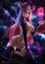 1futa ahri animal_ears axsens balls breasts character_request erection futa_only futanari humanoid humanoid_penis kemonomimi kneeling league_of_legends light-skinned_futanari light_skin nude penis solo