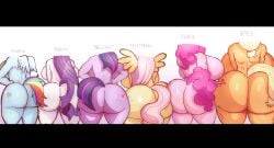 anthro applejack_(mlp) ass_to_ass big_ass big_breasts fluttershy_(mlp) my_little_pony nude nude_anthro nude_female pinkie_pie_(mlp) rainbow_dash_(mlp) rarity_(mlp) theodyss thick_ass thick_thighs touching_ass twilight_sparkle_(mlp)