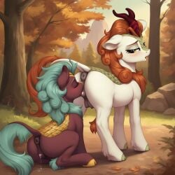 ai_generated animal_genitalia animal_pussy anus ass autumn_blaze_(mlp) cinder_glow_(mlp) cutie_mark dock equine_genitalia equine_pussy friendship_is_magic hasbro hooves kirin lost_conn my_little_pony pony_diffusion_xl pussy stable_diffusion tail