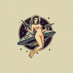 1950s ai_generated logo pinup_girl raygun ufo vintage