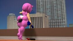 3d 3d_(artwork) amy_rose anal_beads anal_sex anthro anus big_ass big_breasts big_butt dildo female hedgehog neotaurus solo sonic_(series) topless